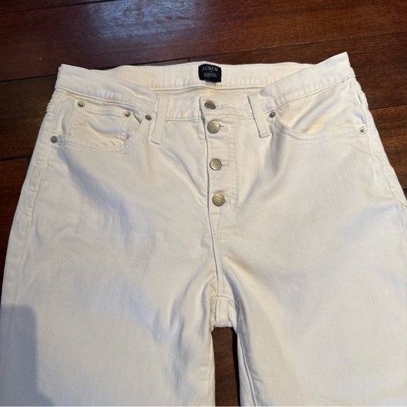 J.Crew Jeans Womens 31 White Straight Jeans Cotton Stretch Button Closure - Picture 2 of 7